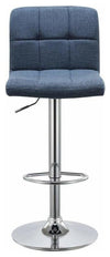 Modern Set of 2 Swivel Barstools, Linen Fabric, Backrest Adjustable Height, Blue DL Modern