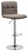 Modern Set of 2 Swivel Barstools, Linen Fabric, Backrest Adjustable Height Brown DL Modern