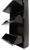 Modern Shoe Storage Cabinet, Black Finished Metal With 3-Compartment DL Modern