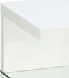 Modern Side End Table, Painted MDF, Clear Tempered Glass, Square Design, White DL Modern
