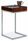 Modern Side End Table With Steel Frame, Wood Grain Tabletop, Natural Brown DL Modern