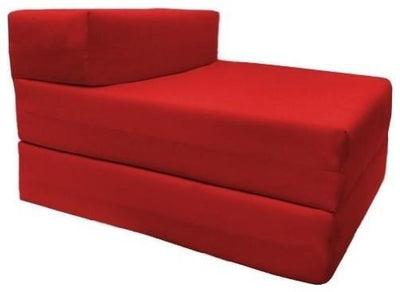 Modern Single Futon Bed Chair Z-Design, Red Cotton, Soft and Comfortable DL Modern
