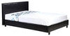 Modern Small Double Bed Upholstered, Black Faux Leather With Low Metal Frame DL Modern