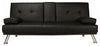 Modern Sofa Bed, Faux Leather With Cup Holder, Two Pillows and Chrome Legs DL Modern