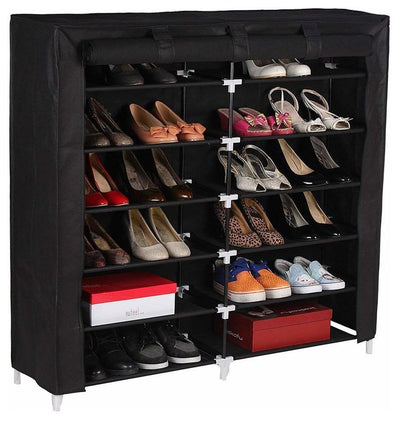 Modern Standing Storage Organizer in Fabric with Stainless Steel and 7 Shelves DL Modern