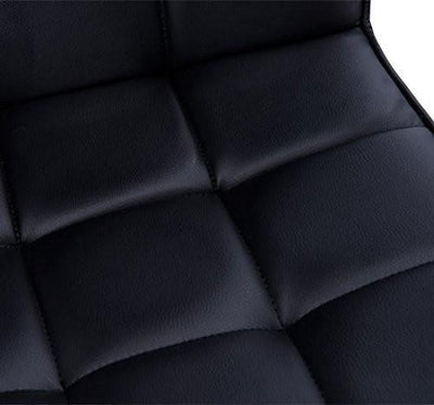Modern Stool Upholstered, Faux Leather, 5 Castor Wheels, Back and Armrest, Black DL Modern