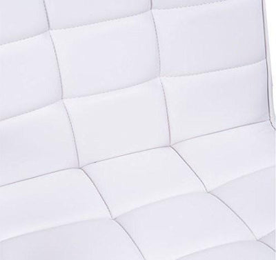 Modern Stool Upholstered, Faux Leather, 5 Castor Wheels, Back and Armrest, White DL Modern
