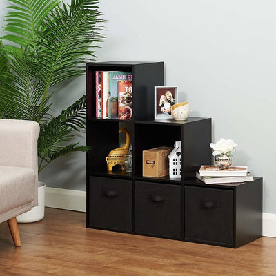 Modern Storage Cabinet, Black Painted MDF With Drawers and Open Compartment DL Modern