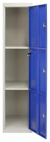 Modern Storage Cabinet, Blue-Grey Finish Metal With 9-Door and Inner Shelves DL Modern