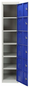 Modern Storage Cabinet, Blue-Grey Metal With 18-Door, Great for Space Saving DL Modern