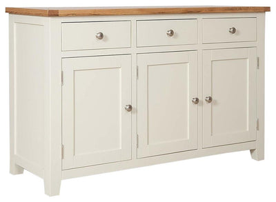 Modern Storage Cabinet, Ivory/Cream Painted Solid Wood With 3-Door and Drawers DL Modern