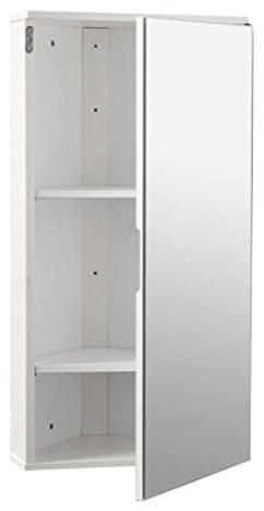 Modern Storage Corner Cabinet, MDF With Mirrored Door and 2 Inner Shelves DL Modern