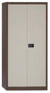 Modern Storage Cupboard in Brown and Cream Finished Steel with Internal Shelves DL Modern