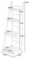 Modern Storage Ladder Shelf, MDF Construction With 4 Open Compartment, White DL Modern