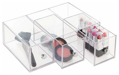 Modern Storage Organiser, Acrylic With Drawers to Provide Storage Space, Clear DL Modern
