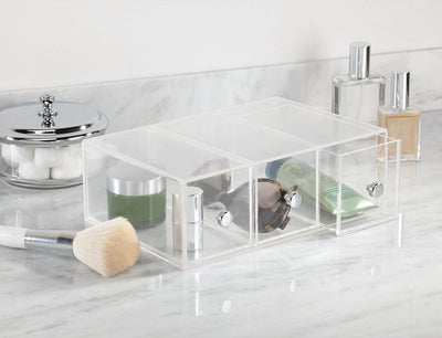 Modern Storage Organiser, Acrylic With Drawers to Provide Storage Space, Clear DL Modern