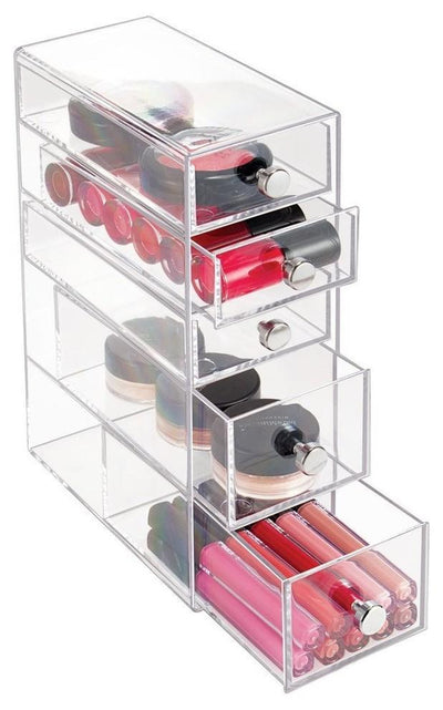 Modern Storage Organiser in Acrylic With 5 Drawers, Clear DL Modern