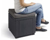 Modern Storage Ottoman With Plastic Frame and Grey Faux Leathered Cushion DL Modern