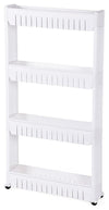 Modern Storage Rack, White PP Plastic With Wheels and Open Shelves for Storage DL Modern