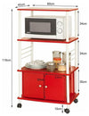 Modern Storage Serving Trolley, MDF, White Steel Frame, Bottom Cabinet, Red DL Modern