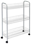 Modern Storage Shelf, Metal With 3-Tier and 4-Caster Wheels for Easy Movement DL Modern