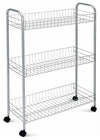 Modern Storage Shelf, Metal With 3-Tier and 4-Caster Wheels for Easy Movement