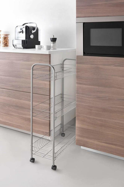 Modern Storage Shelf, Metal With 3-Tier and 4-Caster Wheels for Easy Movement DL Modern