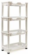 Modern Storage Stand, White Plastic with 4 Open Shelves for Storage, Rust Proof DL Modern