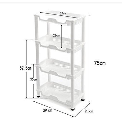 Modern Storage Stand, White Plastic with 4 Open Shelves for Storage, Rust Proof DL Modern