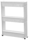 Modern Storage Trolley Cart, White PP Plastic With 3 Open Shelves and 4-Wheel DL Modern