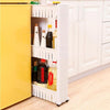 Modern Storage Trolley Cart, White PP Plastic With 3 Open Shelves and 4-Wheel DL Modern