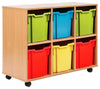 Modern Storage Unit, Chipboard With 6 Slots Large for Trays, 4-Castor Wheels DL Modern