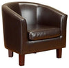 Modern Stylish Armchair Upholstered, Bonded Leather, Solid Wooden Legs, Brown DL Modern
