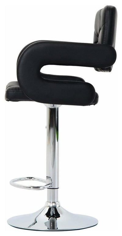Modern Stylish Bar Stool Upholstered, Faux Leather With Back, Arm and Footrest, DL Modern