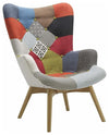 Modern Stylish Chair Upholstered, Multi-Coloured Fabric With Wooden Legs DL Modern
