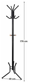 Modern Stylish Clothes Rack, Metal With 12 Hanger Hooks and Strong Base, Black DL Modern