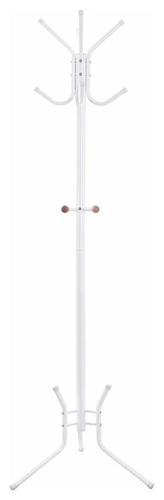 Modern Stylish Clothes Rack, Metal With 12 Hanger Hooks and Strong Base, White DL Modern