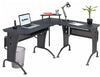 Modern Stylish Corner Desk, MDF, Woodgrain Effect, Monitor Stand, Graphite Black DL Modern