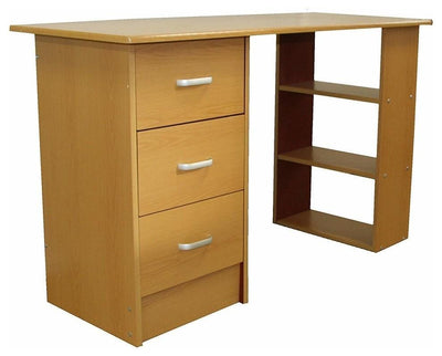 Modern Stylish Desk, MDF With 3 Open Shelves and 3 Storage-Drawer, Beech DL Modern