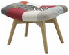 Modern Stylish Footstool Upholstered, Multi-Coloured Fabric With Wooden Legs DL Modern