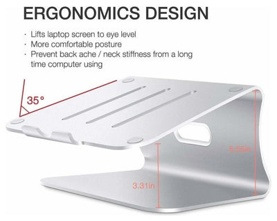 Modern Stylish Laptop Stand, Aluminium With Cable Management Ring, Silver DL Modern