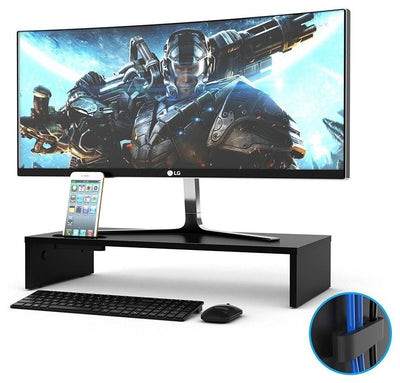 Modern Stylish Monitor/TV Stand, Black Painted MDF, Simple Elegant Design DL Modern