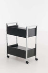 Modern Stylish Serving Trolley Cart, Steel Metal Frame and 2 MDF Drawers DL Modern