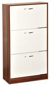 Modern Stylish Shoe Storage Cabinet With 3-Drawer, Walnut and White DL Modern