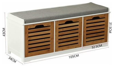 Modern Stylish Storage Bench, MDF With Drawers, Padded Cushioned Seat, Natural DL Modern