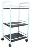 Modern Stylish Storage Trolley Cart in Steel Metal with 3 Black Open Shelves DL Modern