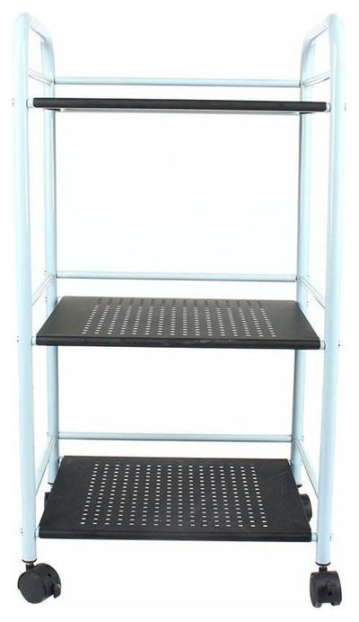 Modern Stylish Storage Trolley Cart in Steel Metal with 3 Black Open Shelves DL Modern