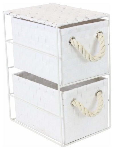 Modern Stylish Storage Unit with Wire Metal Frame, Drawers Rope Handles DL Modern