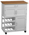 Modern Stylish Trolley Cart, Bamboo Wood With Storage Drawer and Wine Rack DL Modern