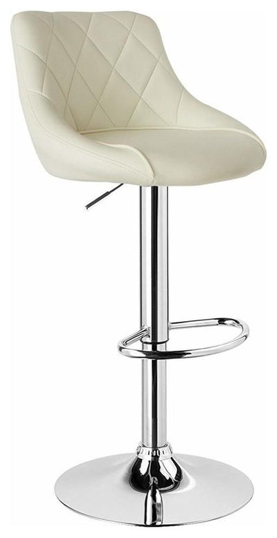 Modern Swivel Bar Stool Upholstered, Faux Leather With Chromed Footrest, Cream DL Modern